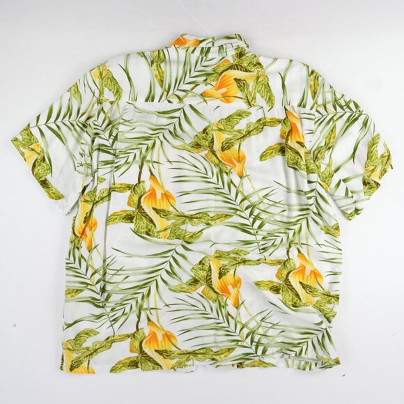 Two Palms Mens Hawaiian Shirt Large Rayon Button Up White Tropical Vacation - Picture 2 of 5